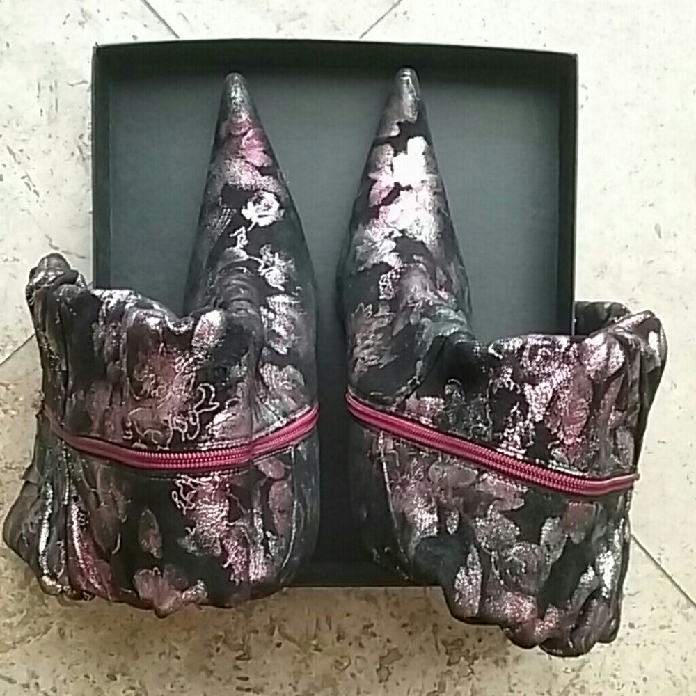 BRONX Heel Boots Black/pink/gold Leather size 39